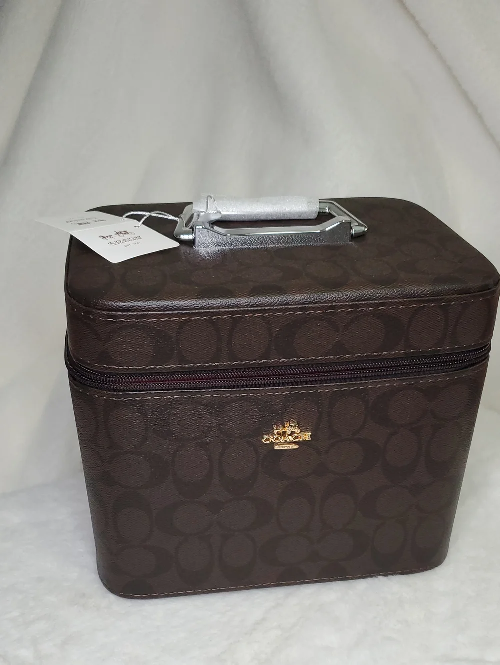 Ch💗 Dark Brown Monogram Train Case with Gold Logo 2 Tones  Hardware.